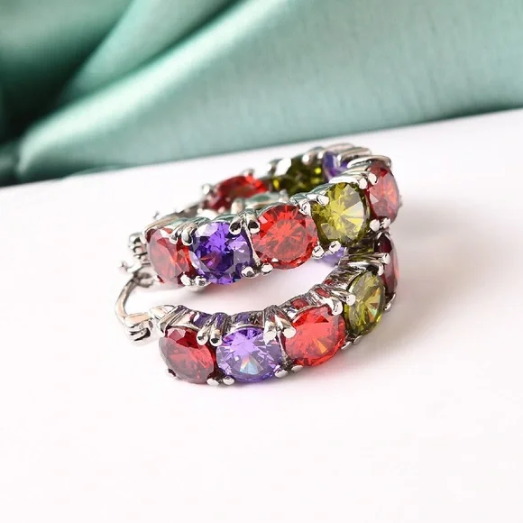 Elegant Multicolor Hoop Earrings - Picture 3 of 6